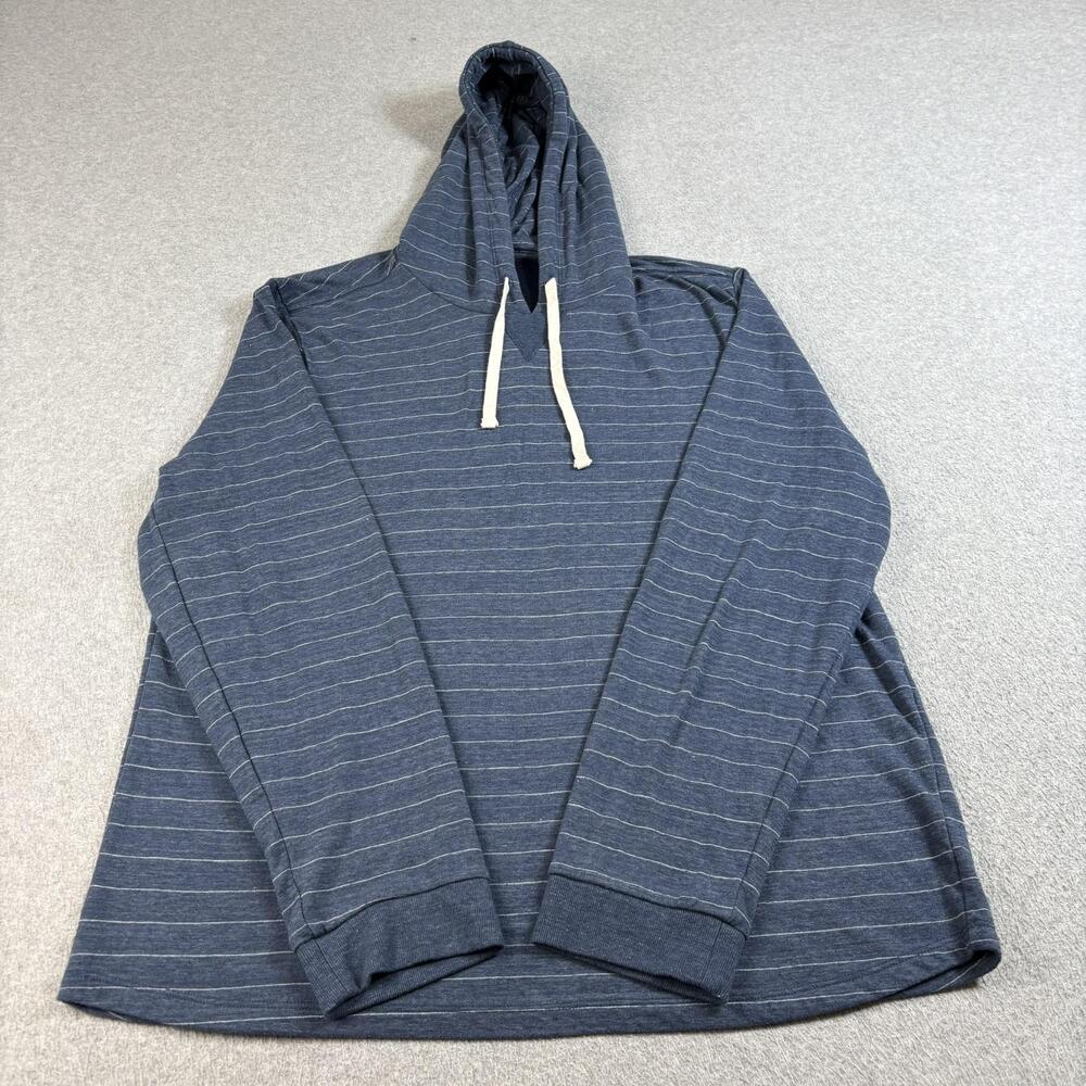 Marine Layer Hoodie Mens XL Blue Striped Lightweight V-Neck Stretchy Nautical